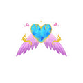 Angel Heart Kiss-Cut Stickers — Blue Gem Heart with Pink Wings (2-Pack)