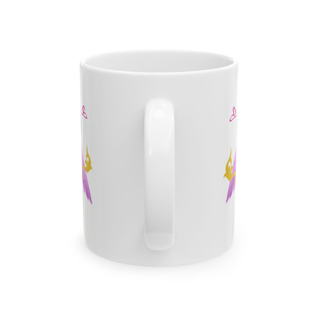 Crystal Blue Heart Alicorn Ceramic Mug — Cute Winged Heart Coffee Cup (11oz & 15oz)