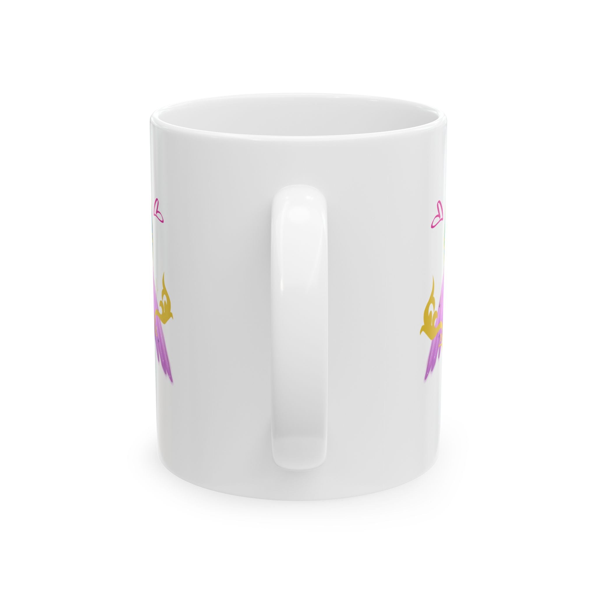 Crystal Blue Heart Alicorn Ceramic Mug — Cute Winged Heart Coffee Cup (11oz & 15oz)