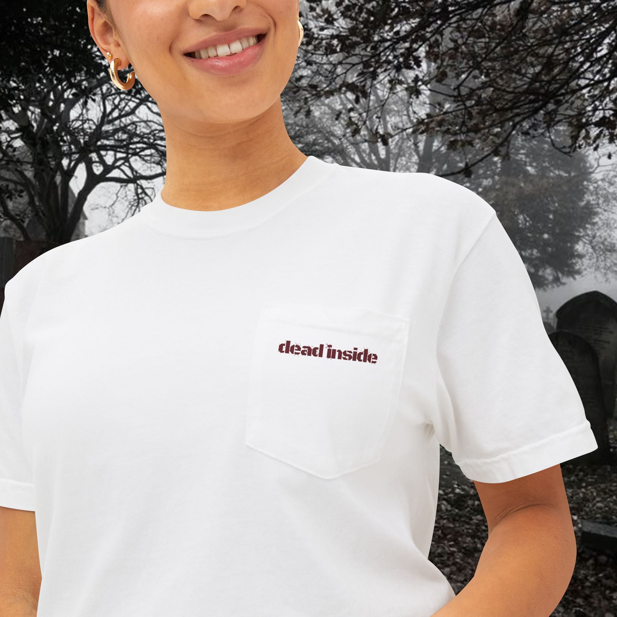 Dead Inside Coffin Pocket Tee | Gothic Emo Alt Graphic T-Shirt