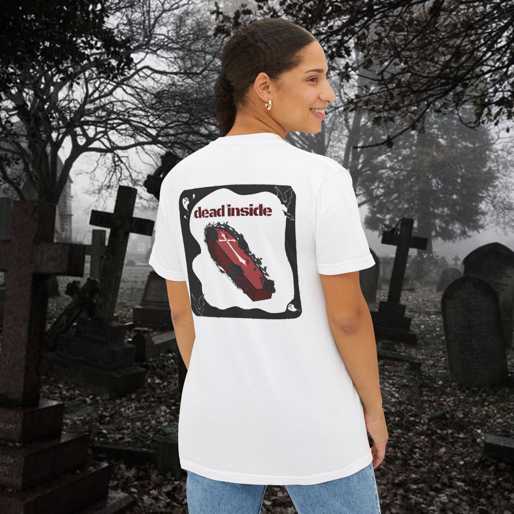 Dead Inside Coffin Pocket Tee | Gothic Emo Alt Graphic T-Shirt