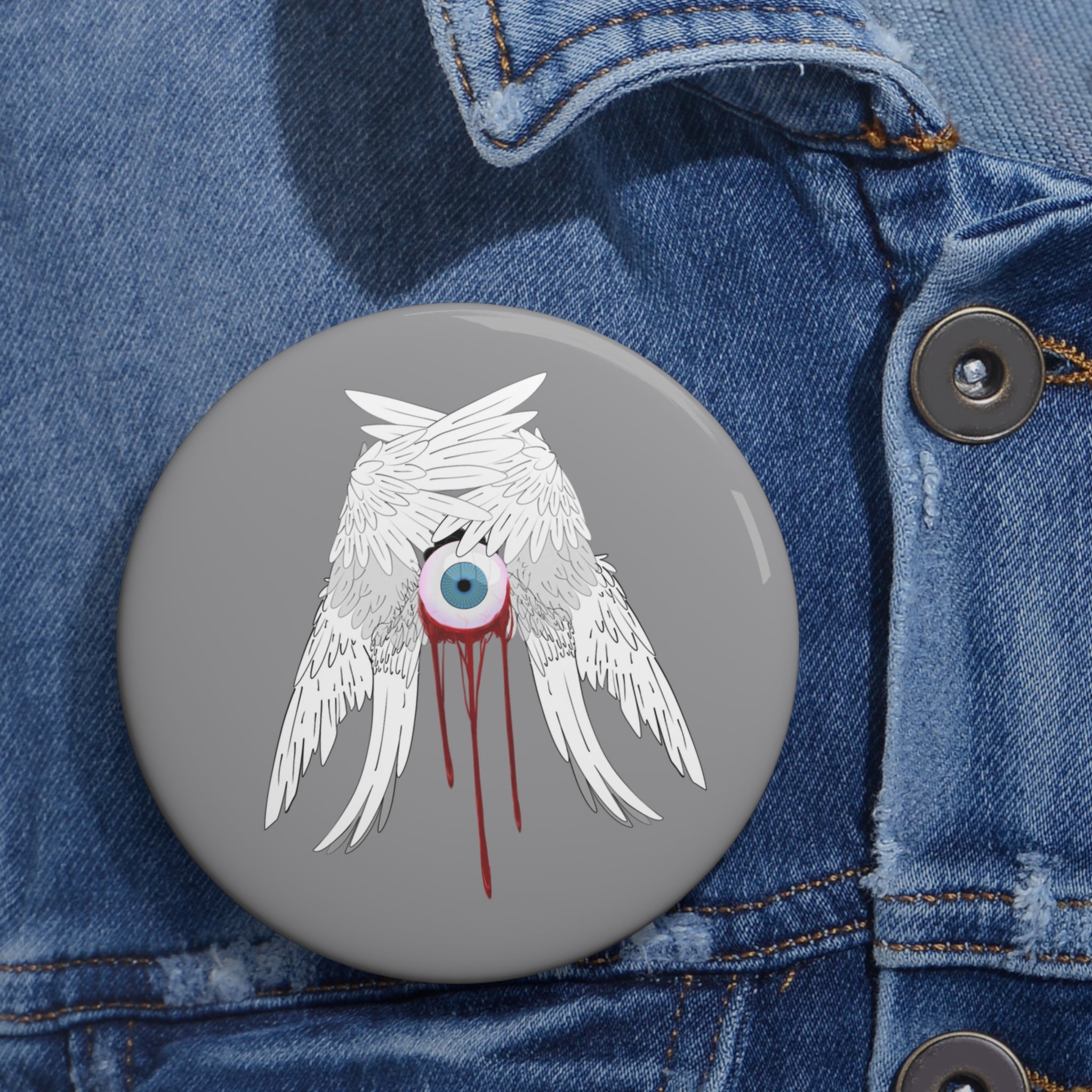 Crying Angel Button Pin | Gothic Emo Alt Accessory