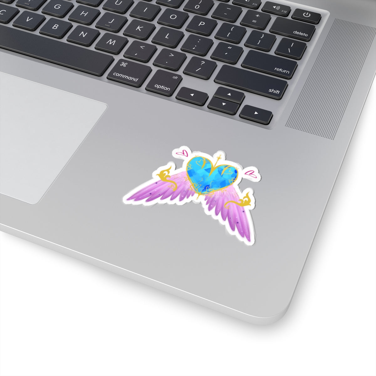 Angel Heart Kiss-Cut Stickers — Blue Gem Heart with Pink Wings (2-Pack)