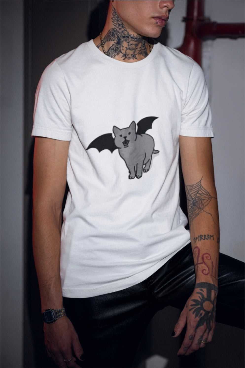 Bat Cat Unisex Tee | Gothic Alt Creature Graphic Tee