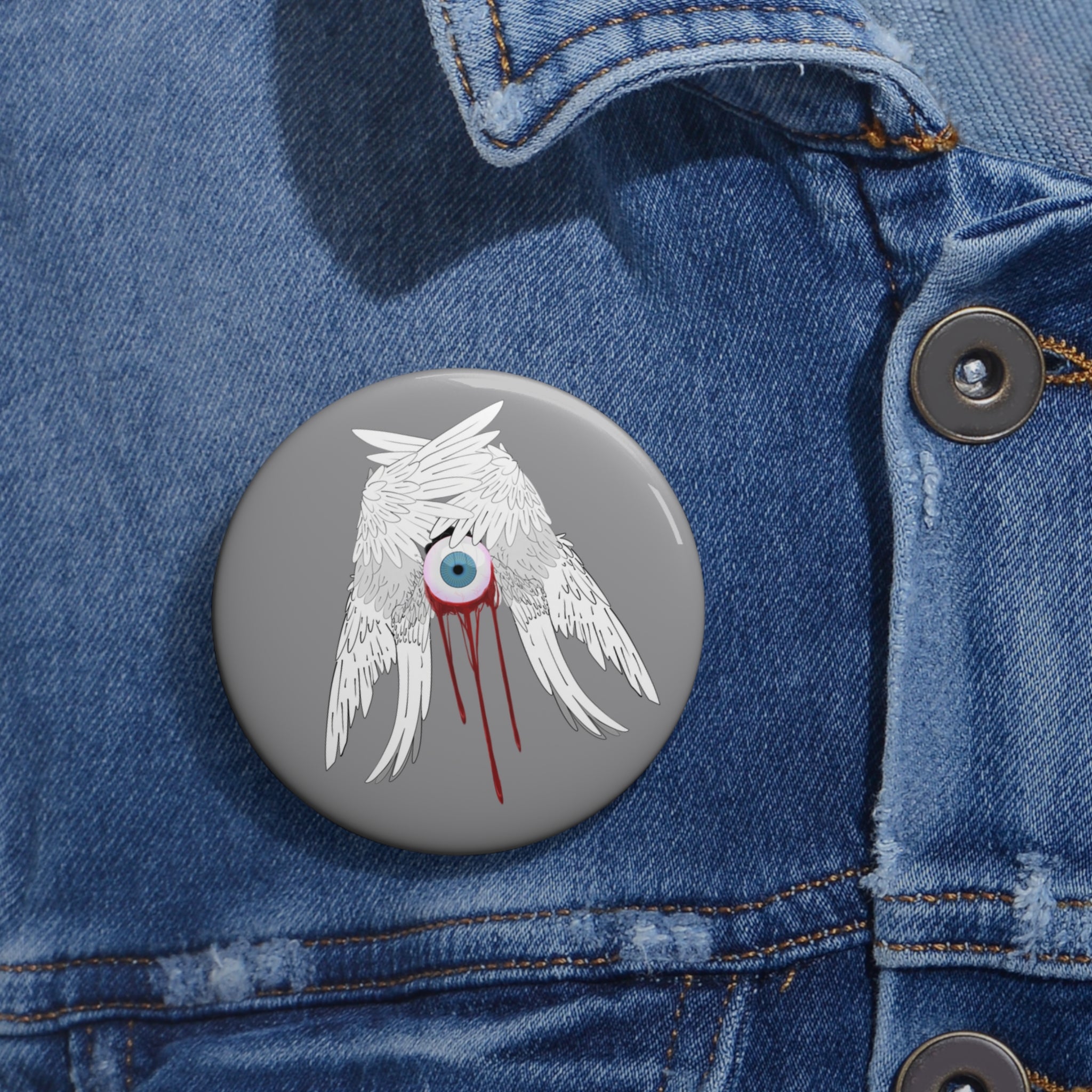 Crying Angel Button Pin | Gothic Emo Alt Accessory