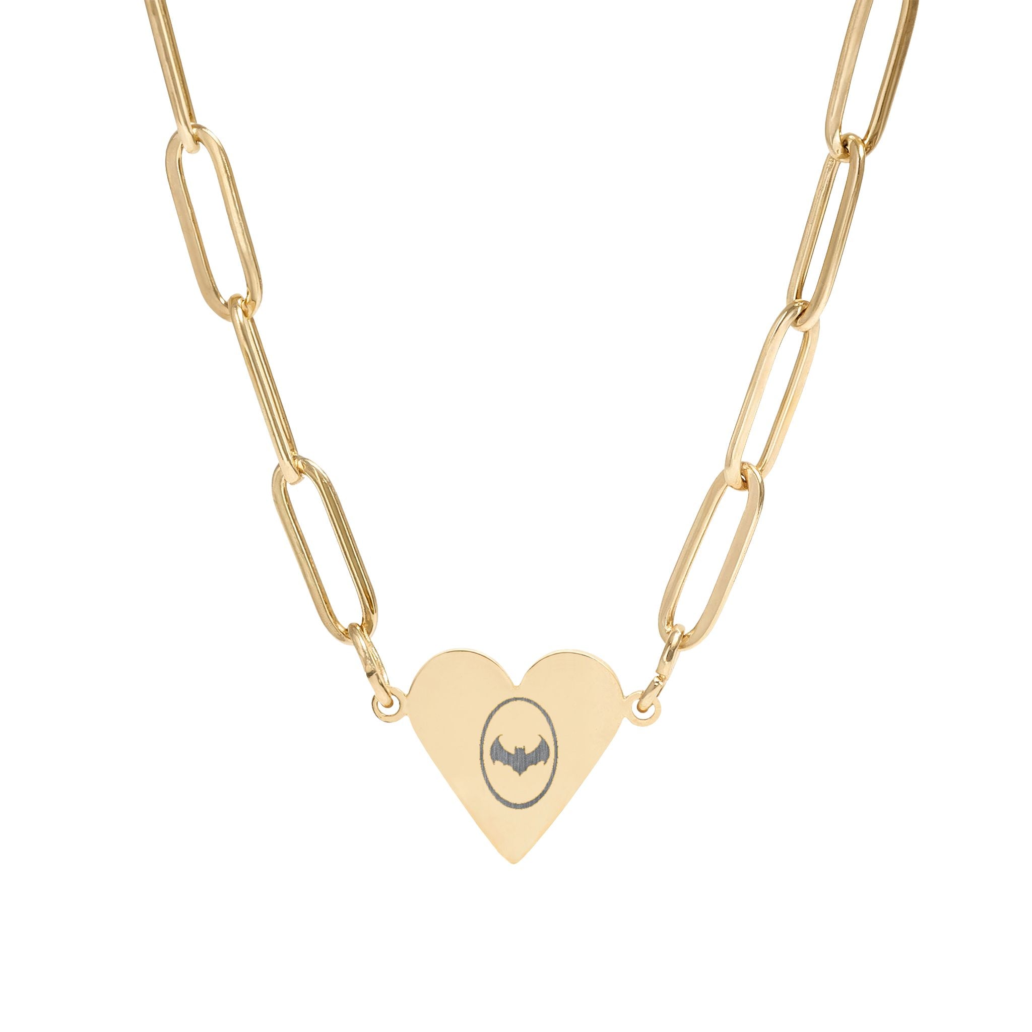 Bat Paperclip Heart Necklace | Gothic Alt Creature Jewelry