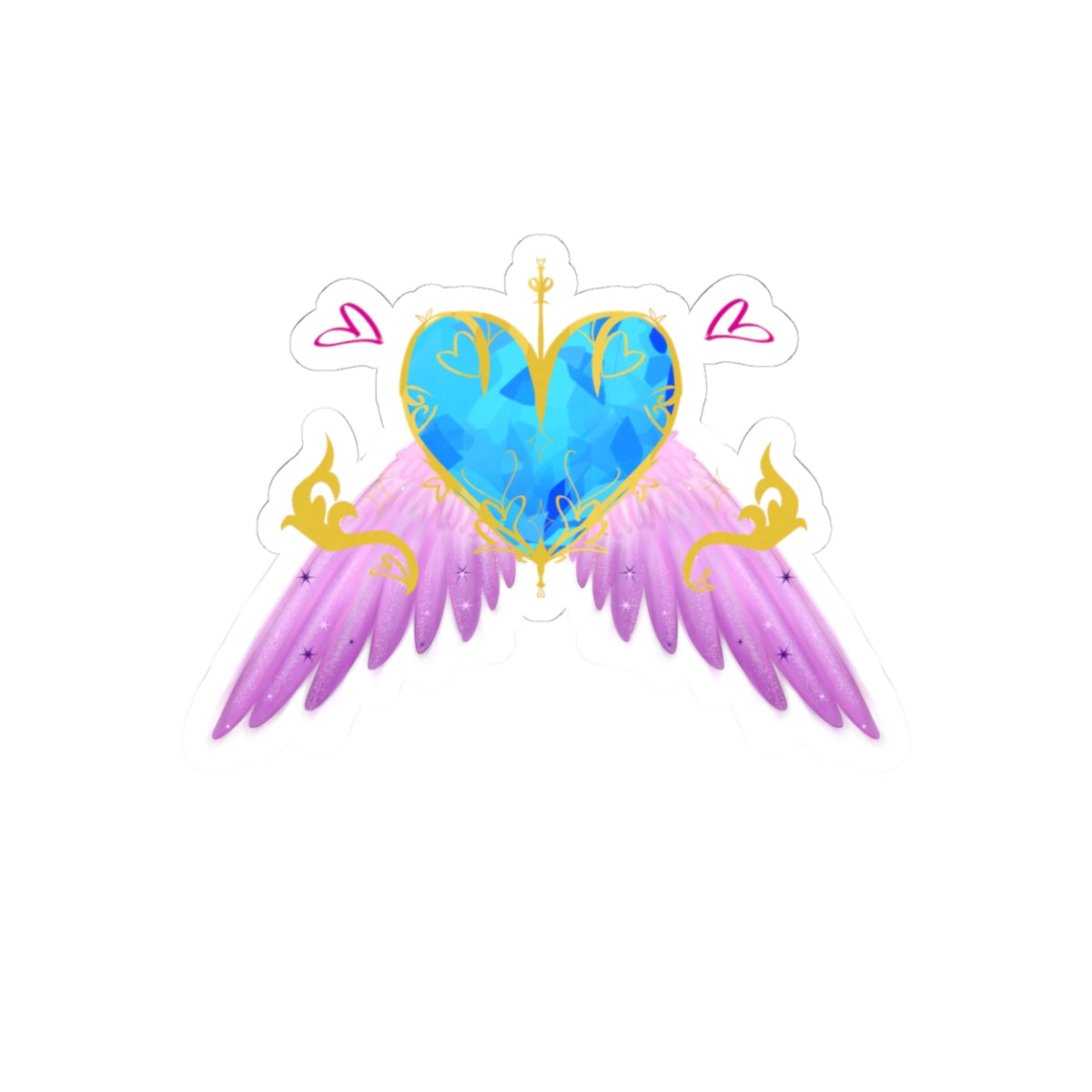 Angel Heart Kiss-Cut Stickers — Blue Gem Heart with Pink Wings (2-Pack)
