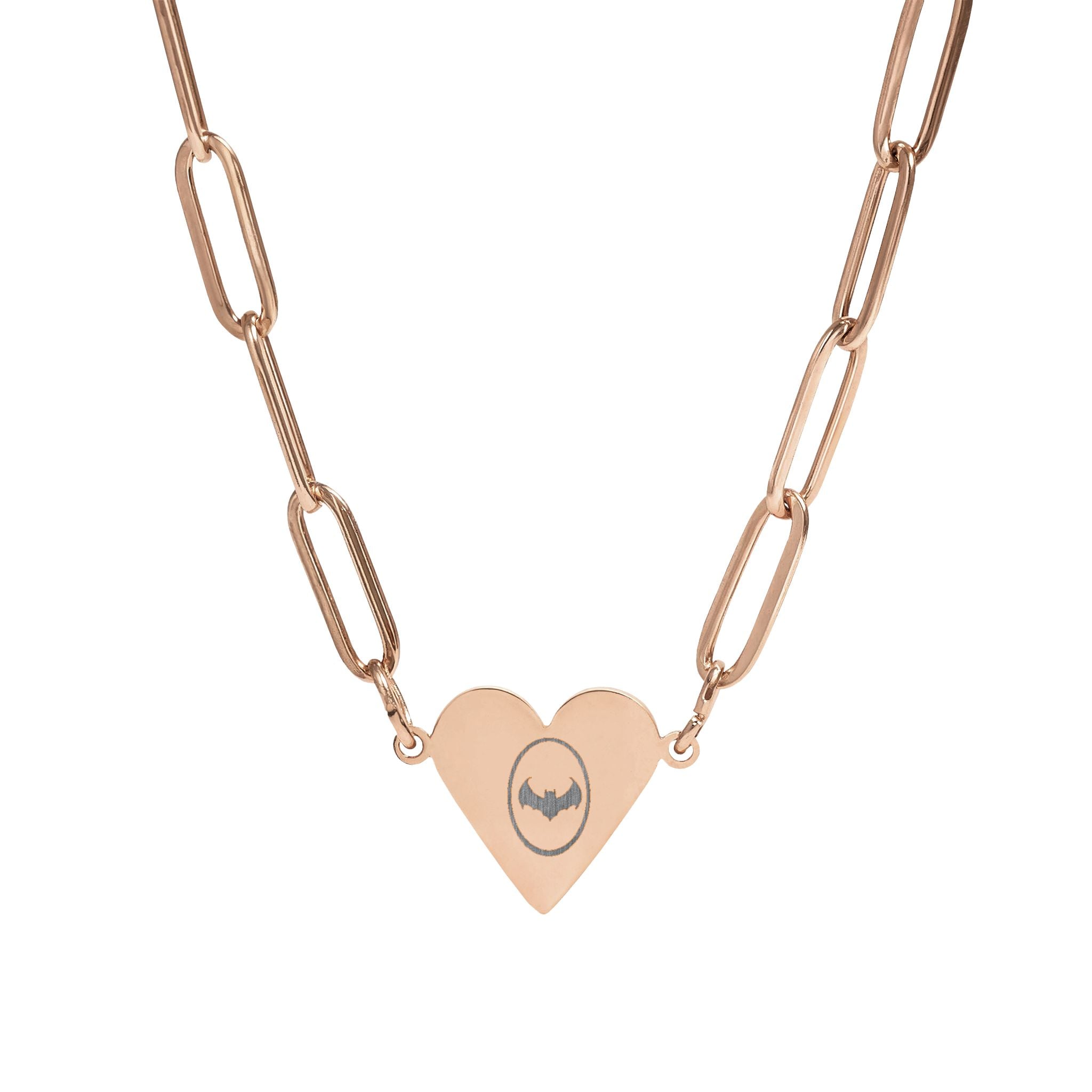 Bat Paperclip Heart Necklace | Gothic Alt Creature Jewelry