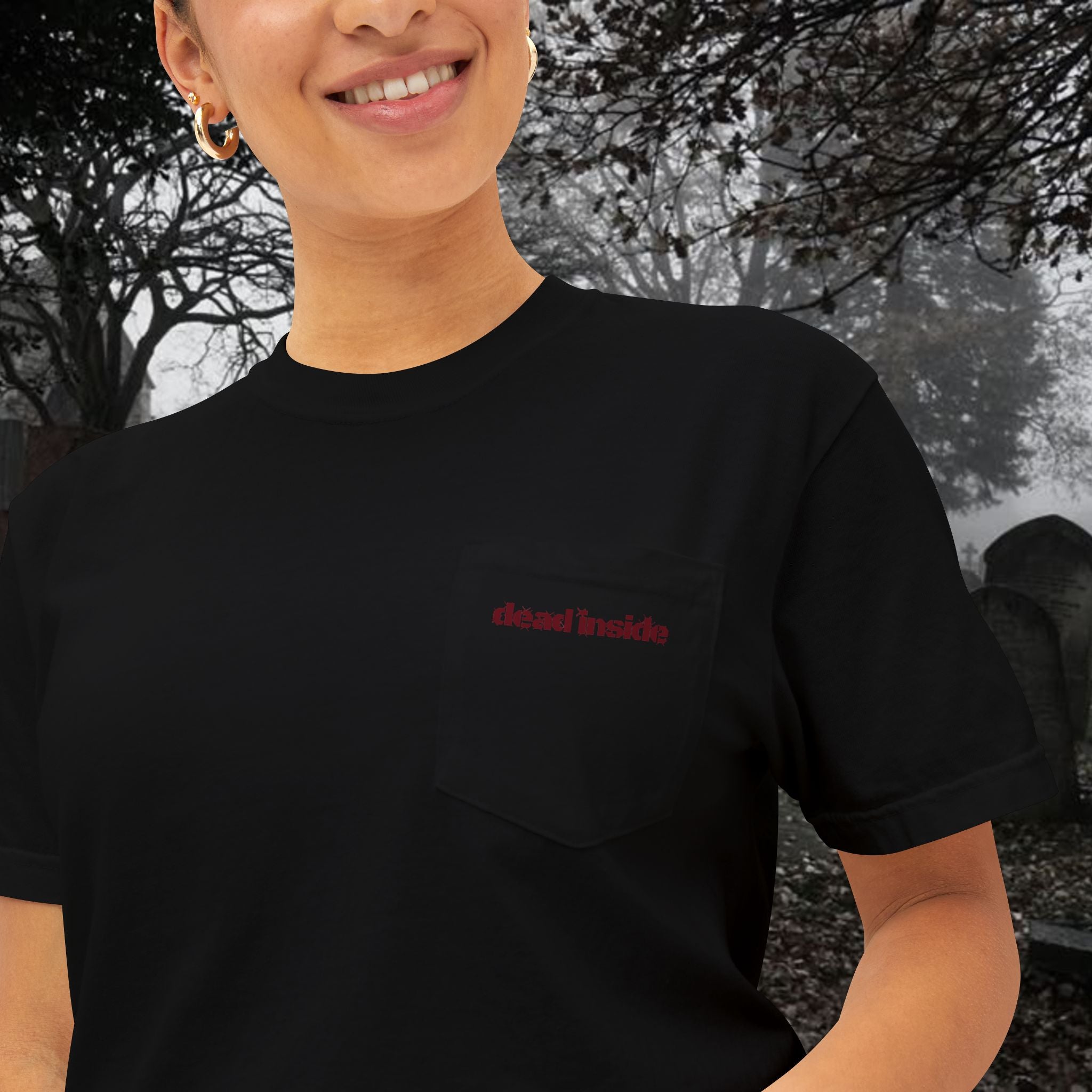 Dead Inside Coffin Pocket Tee | Gothic Emo Alt Graphic T-Shirt