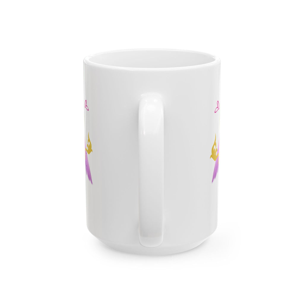 Crystal Blue Heart Alicorn Ceramic Mug — Cute Winged Heart Coffee Cup (11oz & 15oz)
